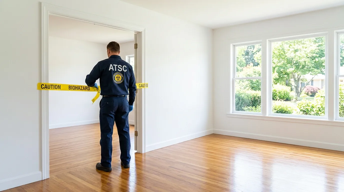 Certified biohazard cleanup crew performing Decomposition Cleanup in Centerville